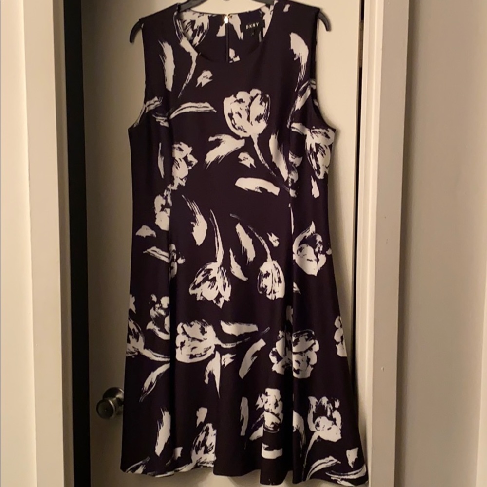 Black dress with white floral design